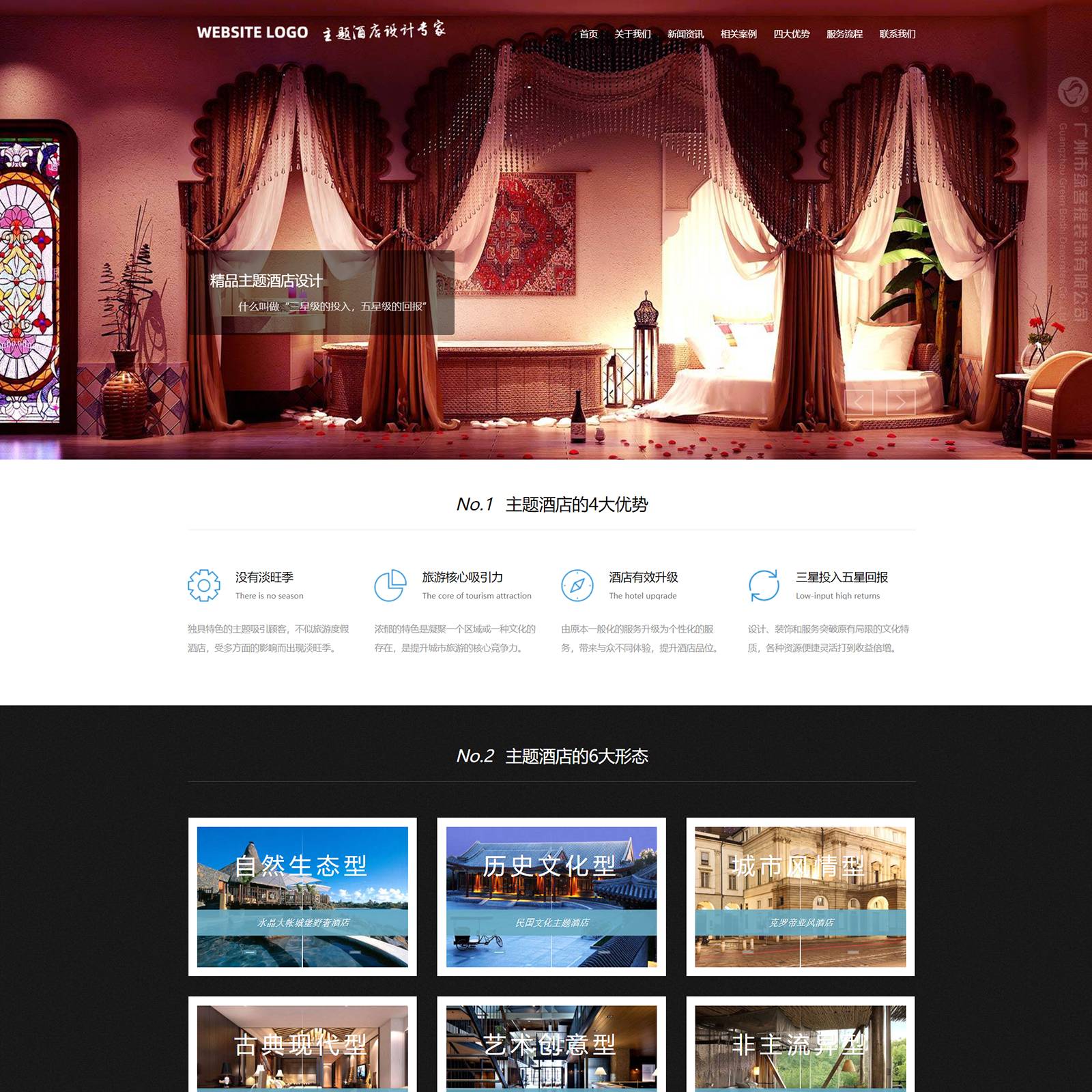 酒店设计室内装饰公司响应式企业网站建设开发（自适应手机端）