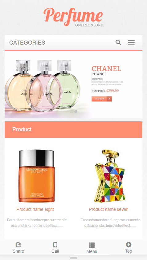 香水化妆饰品英文外贸出口类企业响应式网站制作模板