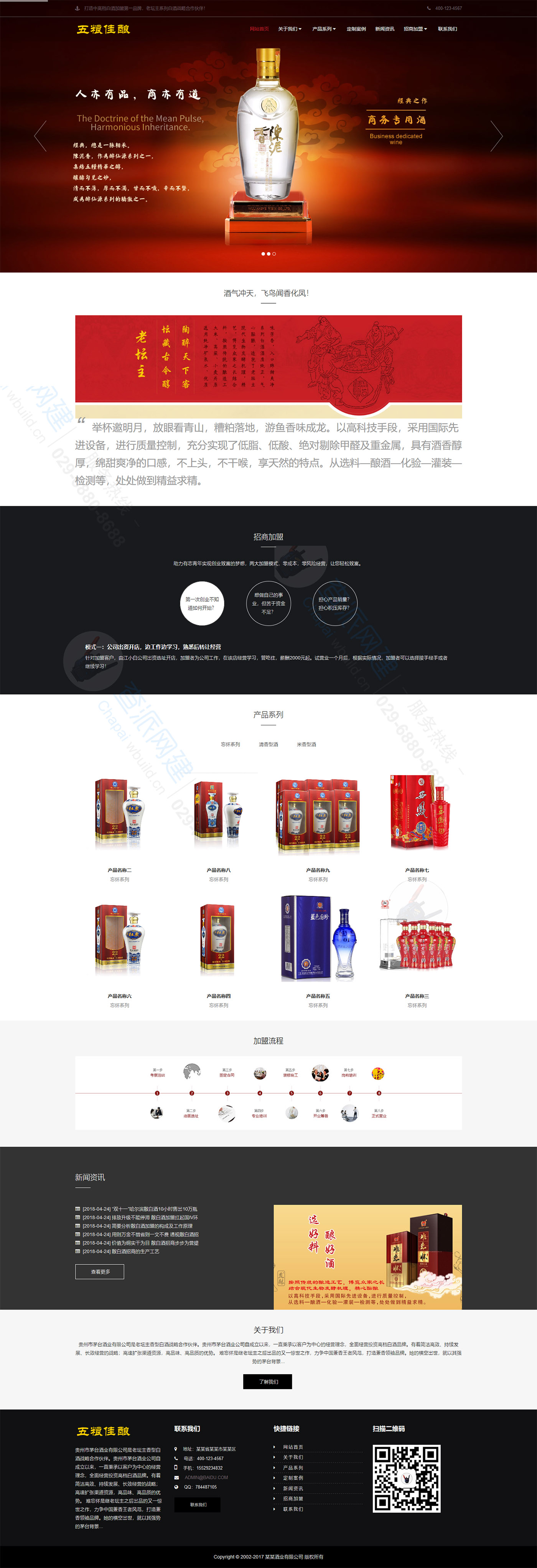 高端酒业包装设计类响应式企业网站建设模板(自适应手机端)